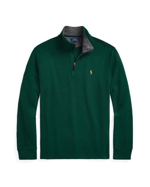 Polo Ralph Lauren Green Estate Fleece Quarter Zip Sweater for men