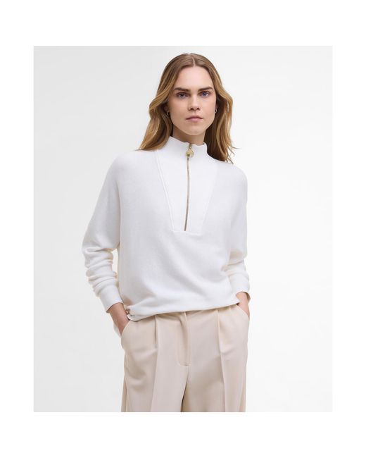 Barbour White Lola Knit Jumper