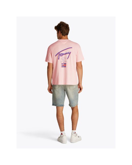 Tommy Hilfiger Pink Faded Graphic T-Shirt for men