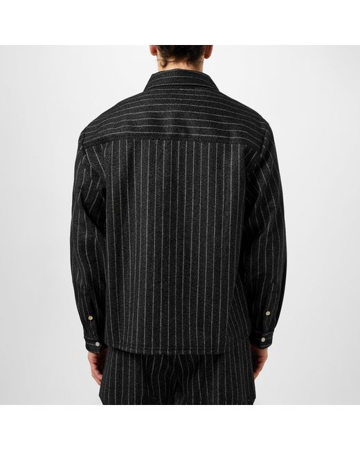 Represent Black Cropped Wool Long Sleeve Oversized Fit Overshirt for men