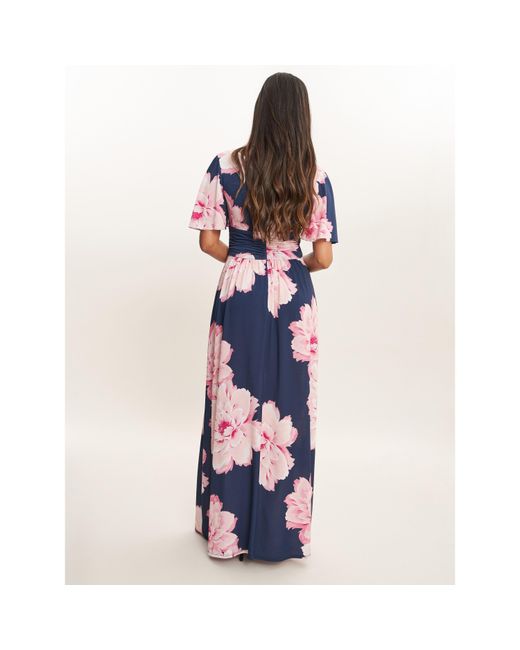 Gina Bacconi Blue Berlin Multi Colored Floral Maxi Dress