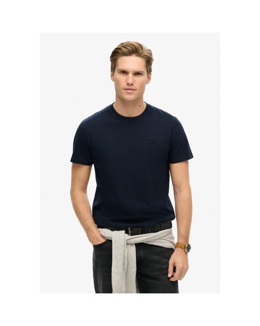 Superdry Blue Small Chest Logo T Shirt for men