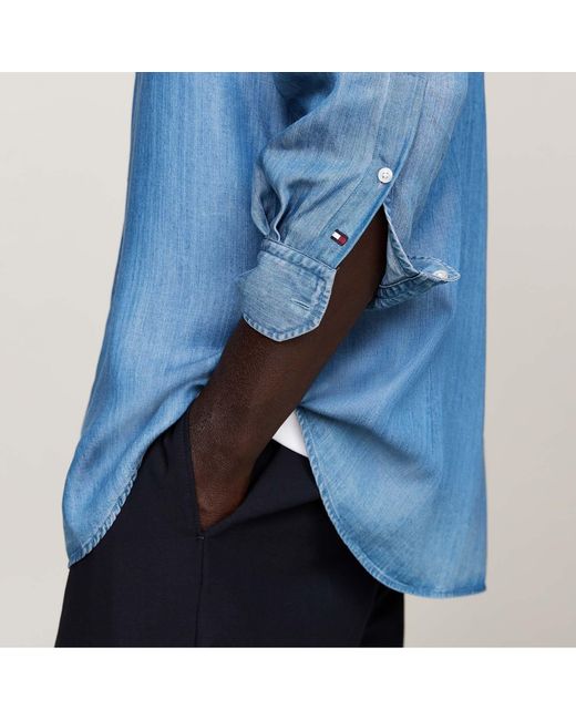 Tommy Hilfiger Blue Smart Casual Slim-Fit Shirt for men