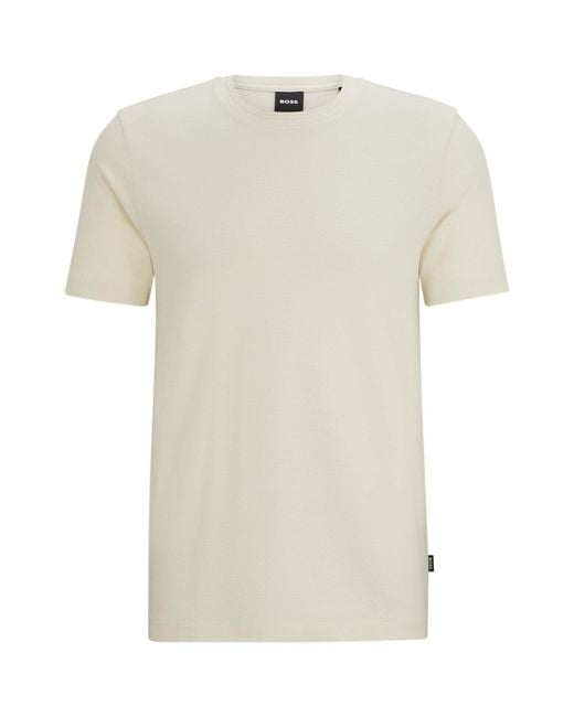 Boss Gray Tiburt Bubble Structure Cotton Short Sleeve T-Shirt for men