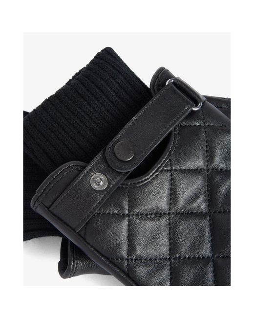 Barbour Gray Quilted Leather Gloves for men
