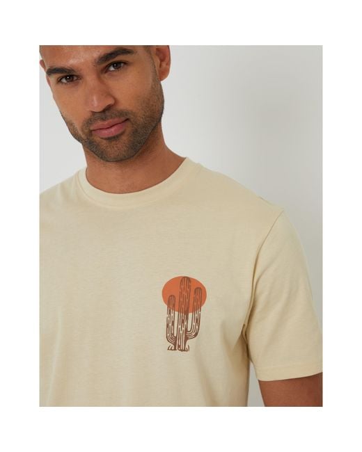 Threadbare Natural Cacti Regular Fit T-Shirt for men