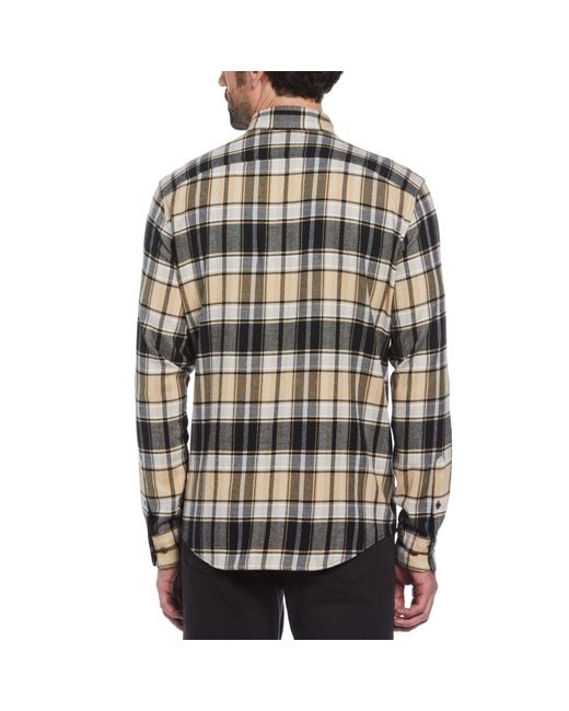 Original Penguin Multicolor Ecoverotm Blend Plaid Flannel Shirt In True Black for men