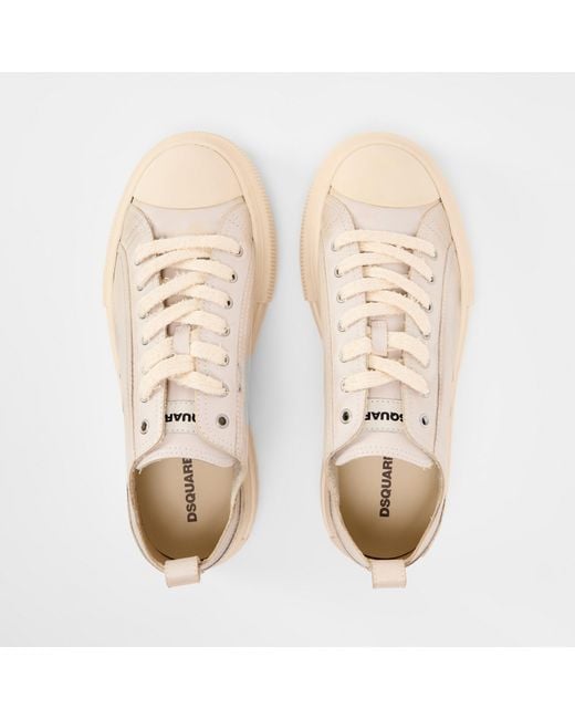 DSquared² Natural Dsq Leather Berlin Low-Top Trainers for men