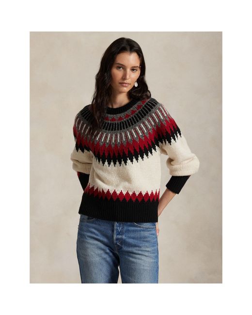 Polo Ralph Lauren Red Fair Isle Crew Neck Jumper