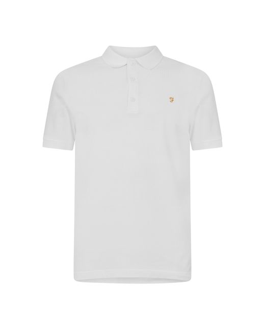 Farah White Emerson Short Sleeve Polo Shirt for men