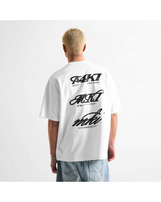 MKI Miyuki-Zoku White Stack Oversized Fit T-Shirt for men