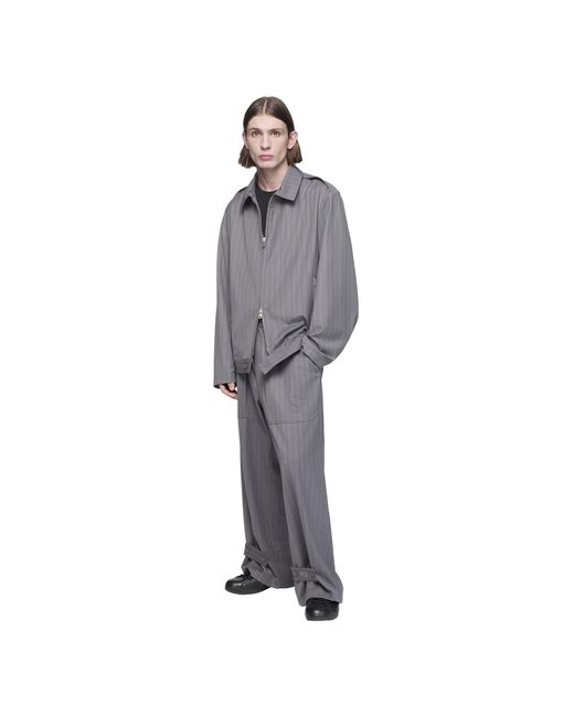 Y-3 Gray Full Zip Stripe Harrington Jacket for men