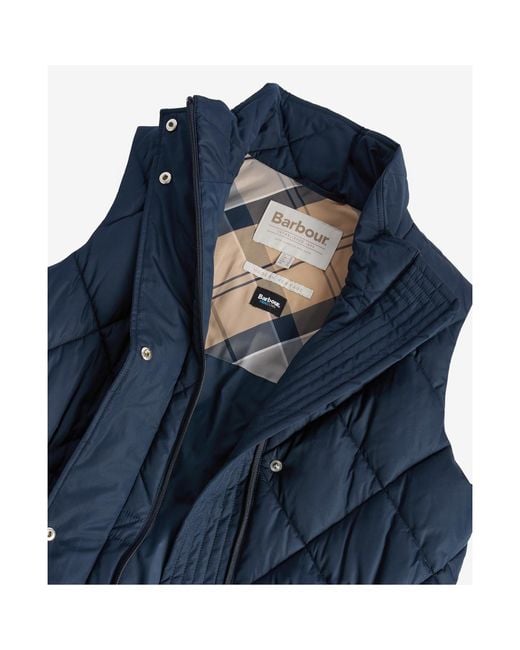 Barbour Blue Rita Longline Diamond Quilted Gilet