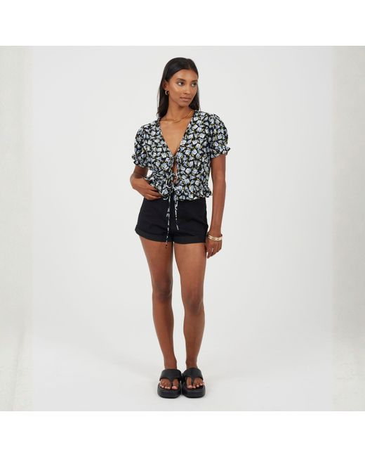 Brave Soul Black High Rise Denim Shorts With Pockets