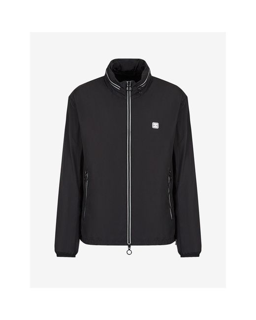 ARMANI EXCHANGE Black Patch Logo Long Sleeve Zip Harrington Jacket for men