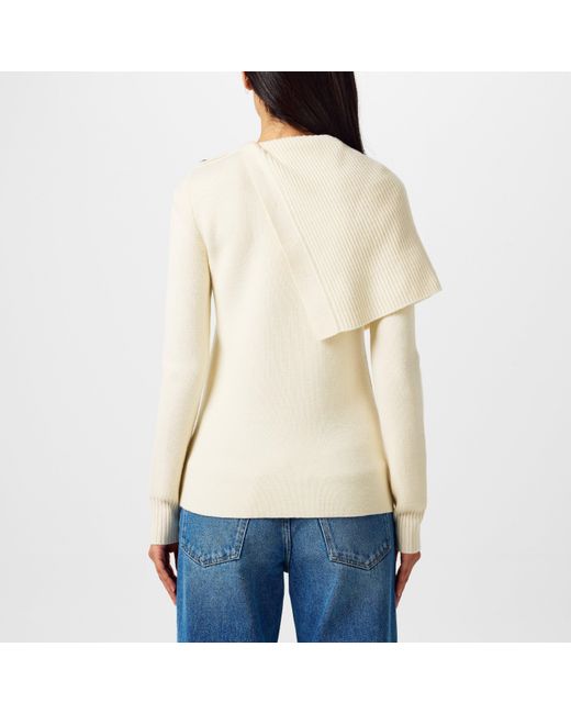 Rabanne Natural Buttoned Crew Neck Jumper