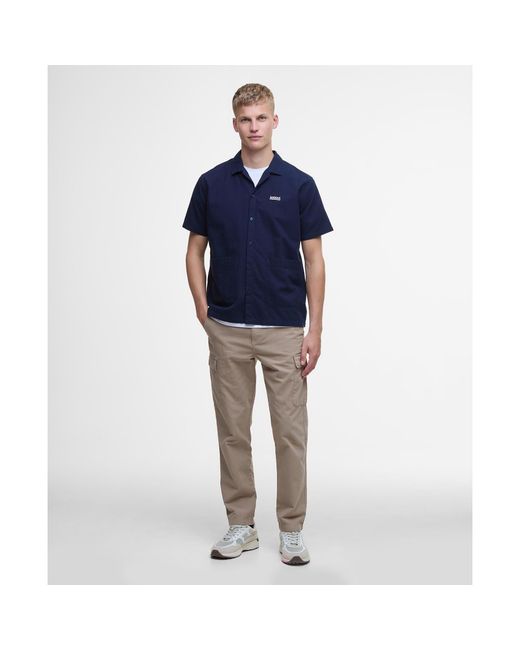 Barbour Blue Twill Short Sleeve Shirt for men