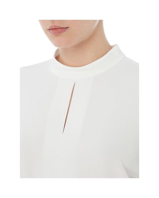 Boss White Biducla High Neck Blouse