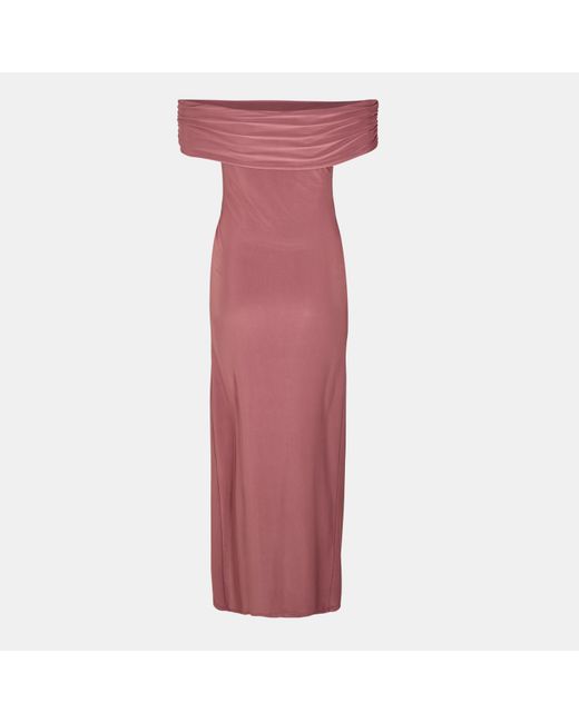 Biba Purple Bardot Maxi Slinky Dress