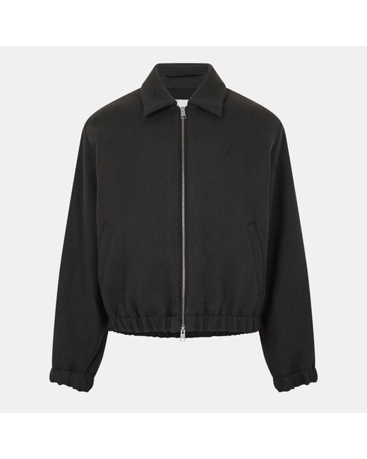 AMI Black Wool Harrington Jacket for men