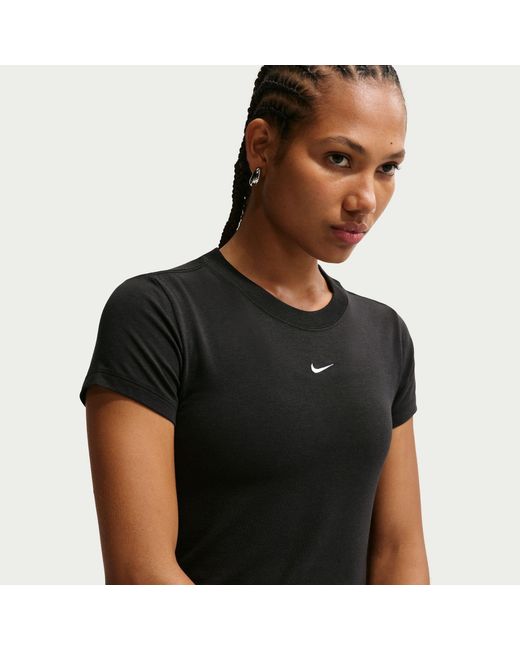 Nike Black Sportswear Club Chill Knit Mod Crop T-Shirt