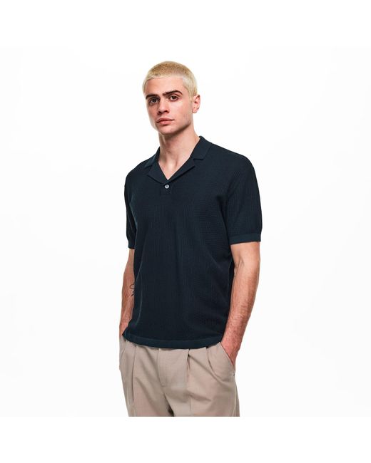 ARMANI EXCHANGE Black Knitted Polo Shirt for men