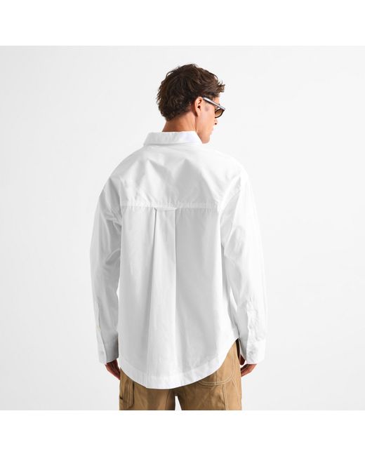 AMI White Sharp Collar Long Sleeve Plain Shirt for men