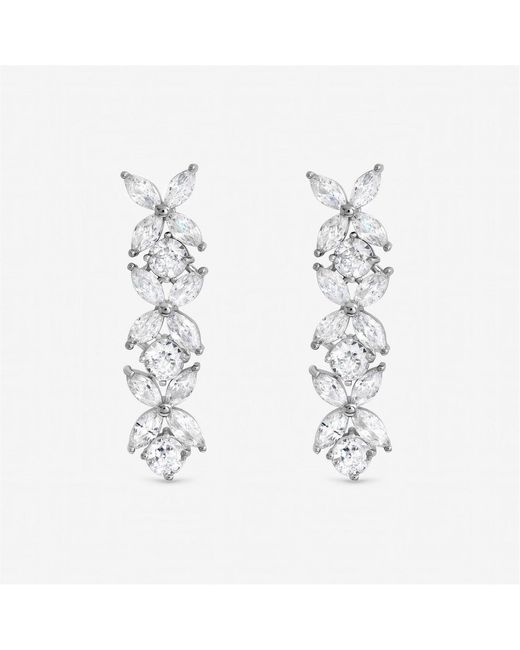 Jon Richard White Rhodium Plated Cubic Zirconia Floral Earrings