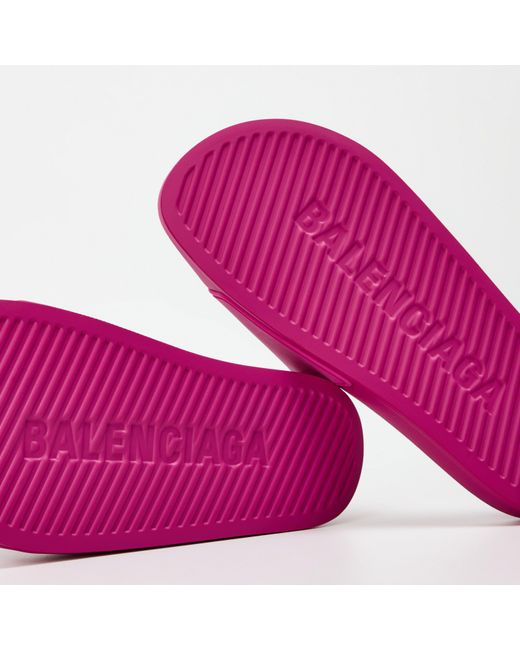 Balenciaga Pink Paris Slider Slippers