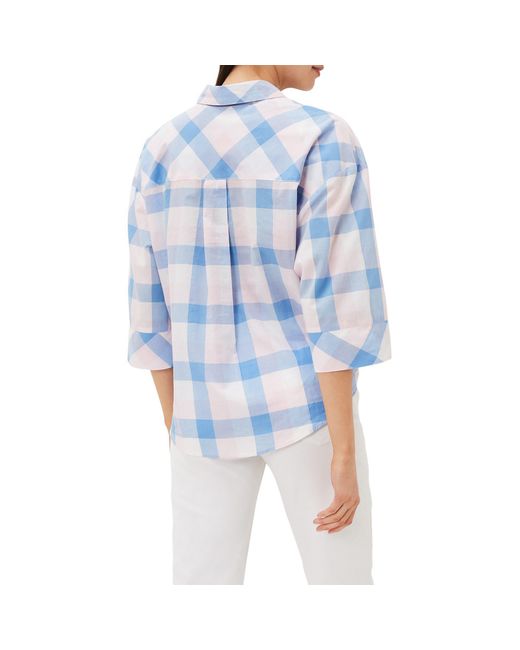 Phase Eight Blue Della Checked Tie Front Blouse