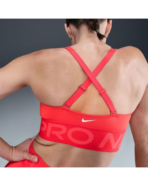 Nike Red Pro Indy Plunge Medium-Support Padded Sports Bra