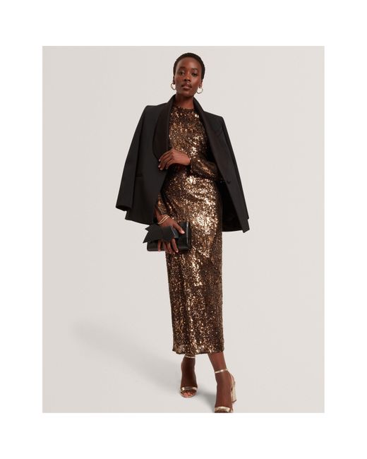 Ted Baker Brown Sequinned Bodycon Dress