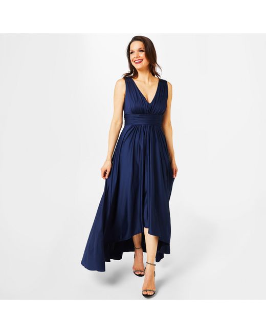 Biba Blue Bridesmaid Dip Hem Maxi Dress