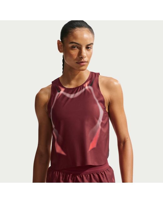 Nike Red Aeroswift Dri-Fit Adv Cropped Running Tank Top