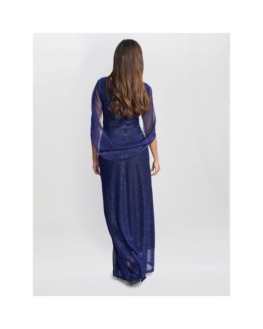 Gina Bacconi Blue Joanna Metallic Knit Maxi Dress