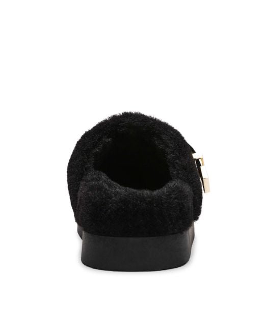 Steve Madden Black Cosy Up Flat Mule