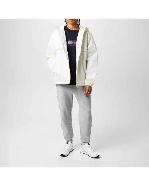 Tommy Hilfiger White Technical Hooded Long Sleeve Zip Windbreaker for men