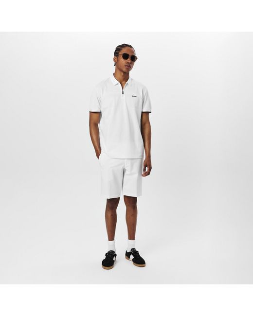 Boss White Philix Pima Cotton Short Sleeve Polo Shirt for men