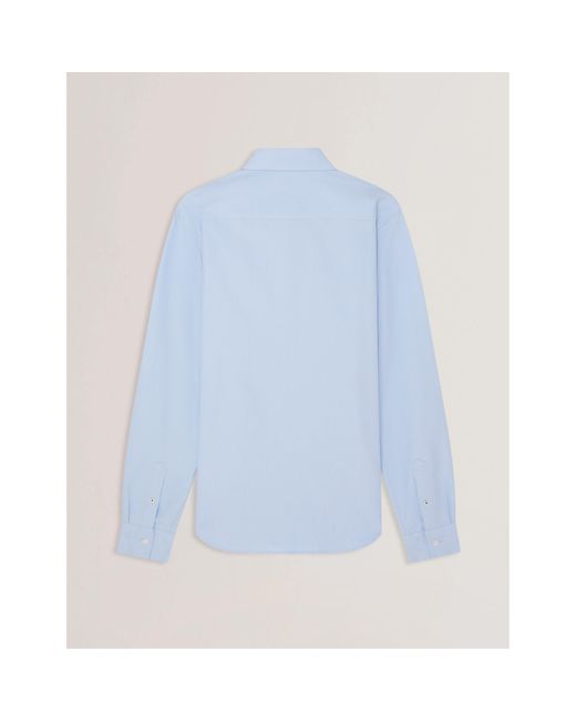 Ted Baker Blue Long-Sleeve Oxford Plain Shirt for men