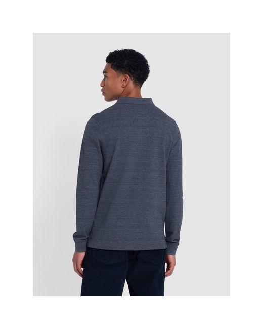Farah Blue Long-Sleeve Polo Shirt for men