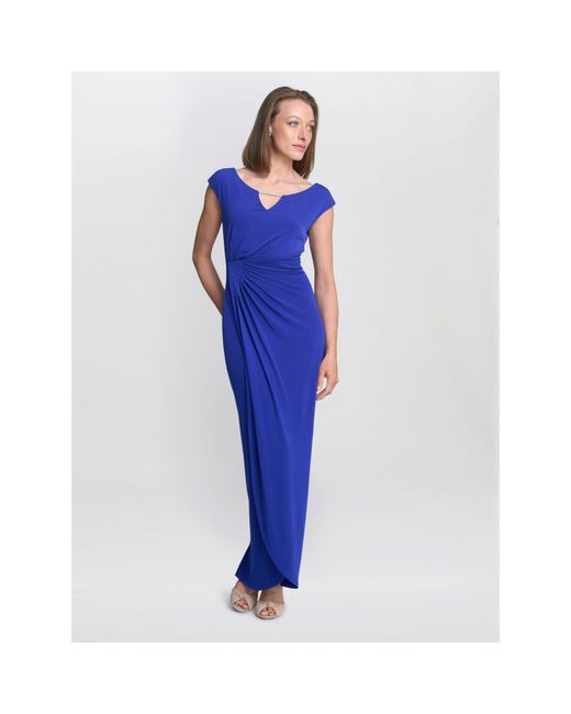 Gina Bacconi Blue Eileen Jersey Maxi Ball Gown