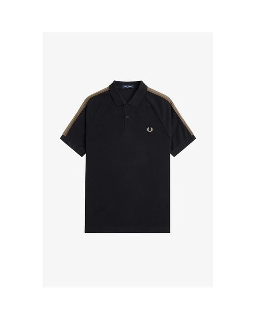 Fred Perry Black M7728 Honeycomb Taped Polo Shirt M for men