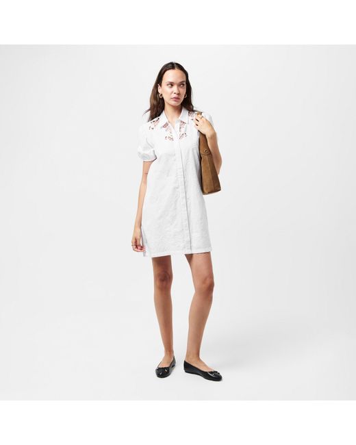French Connection White Cambria Shirt Mini Dress
