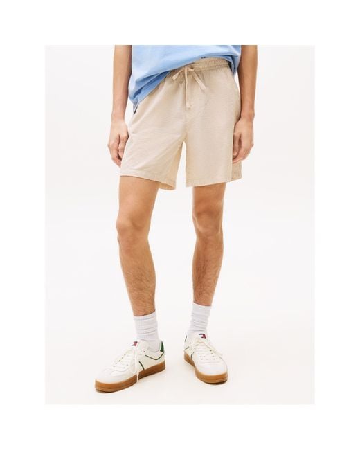 Tommy Hilfiger Natural Seersucker Tracksuit Shorts for men
