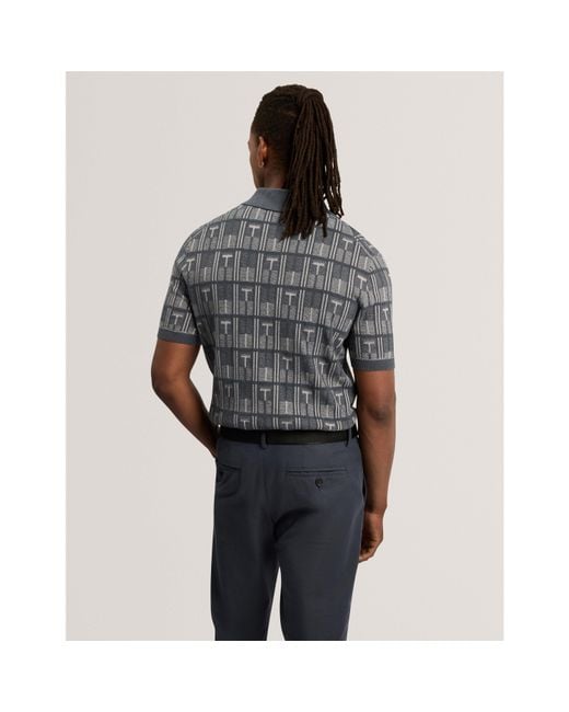 Ted Baker Blue Ted Ss Zip Neck Polo Sn64 for men