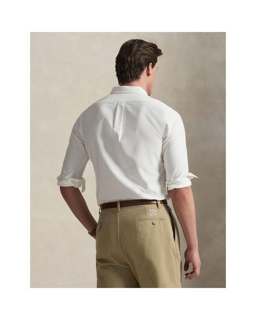 Polo Ralph Lauren White Slim Fit Oxford Long Sleeve Shirt for men