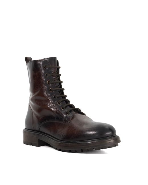 Dune Brown Patley Flat Ankle Boots