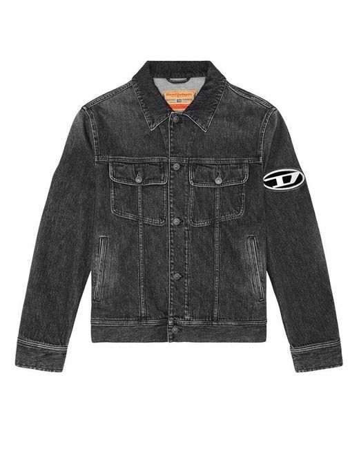 DIESEL Blue Barcy Trucker Jacket With Plaque for men