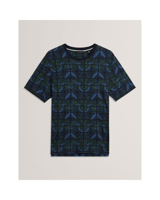 Ted Baker Blue Floral Long-Sleeve Patterned Shirt for men
