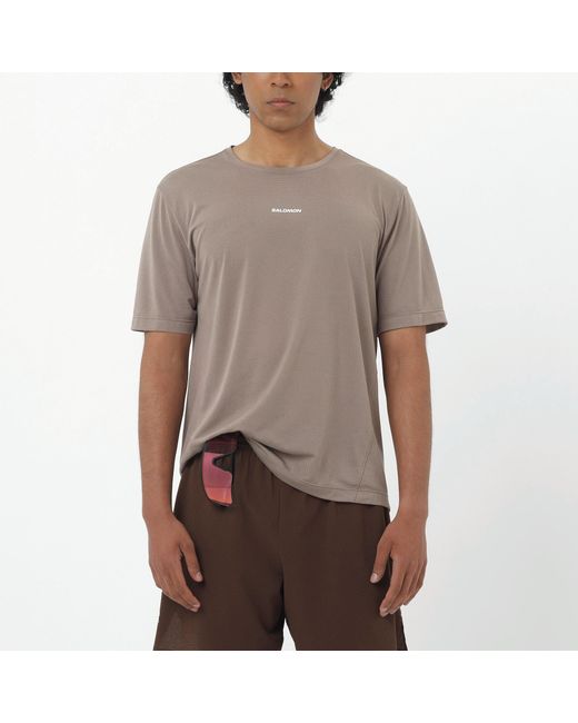 Salomon Gray Shakeout Core Ss Running Tee for men